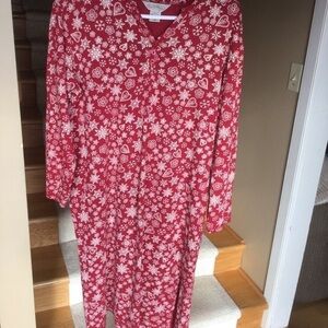 Northern reflections red cotton Long sleeved nightshirt re/white